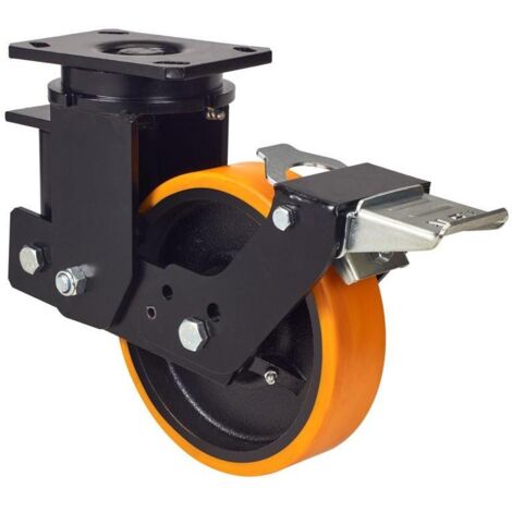 rueda giratora placa freno 10hlsbfn150-hub suspension poliur.naranja bolas (1/2)