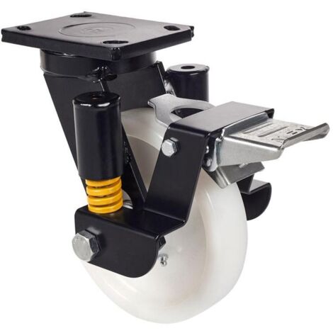 rueda giratora placa freno 10hlsefn250-ftb suspension nylon blanco eje bolas (1/2)