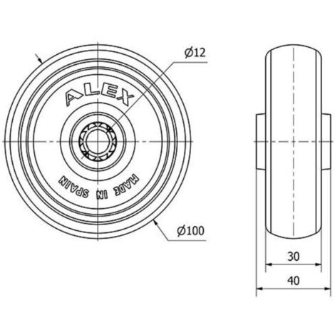 rueda pgzr100-12-40 nucleo poliamix y banda goma gris inyect.rodill. (1/2)