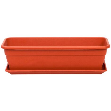 jardinera macetero rectangular plastico terracota eva 60cm+plato