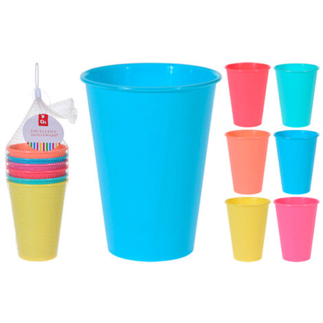VASOS PLASTICO 400 ML COLORES 6 PIEZAS LOTE 6