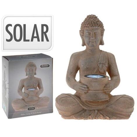 PROGARDEN buda luz solar 22x31 cm plata , Buda luz solar 22x31 plata. -Figura de Buda de polystone con luz solar perfecto para ambientar tu jardín, terraza o ático con toque zen. -