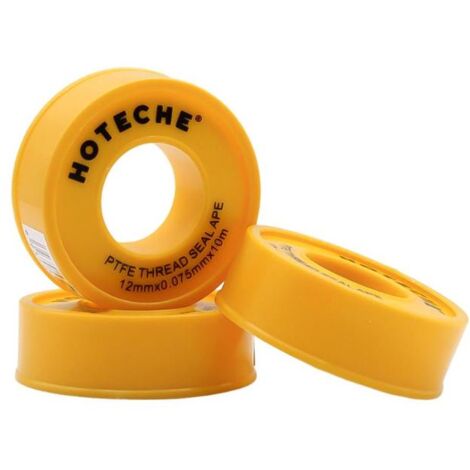 HOTECHE rollo teflon ptfe 12mm 10mt ( 10 uds ) caja 10 ud , Rollos de teflón para fontanería PTFE Hoteche Ideal para conexiones estancas y evitar fugas en instalaciones de agua (1/3)