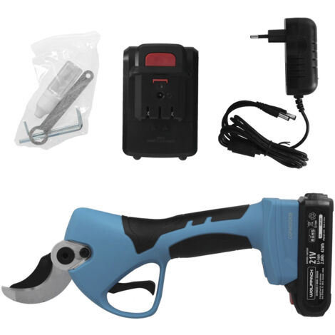 tijeras podar a bateria 21 volt. con 2 baterias 2 a/h mango engomado, ø corte 40 mm.con maletín