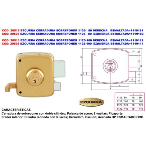 ezcurra cerradura sobreponer 1125-100 derecha esmaltada 1119111