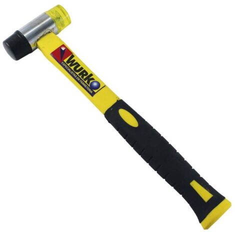 WURKO martillo tubular 30 mm goma &43 pvc m/ fibra , Martillo tubular de 30 mmCon mango de fibra antideslizanteCabeza de acero y goma de 9x3 cmDoble boca redonda de goma&lt (1/3)