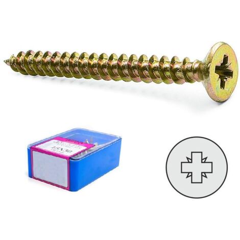caja tornillo rosca madera cabeza plana pozidrive largo 80mm diámetro 5mm