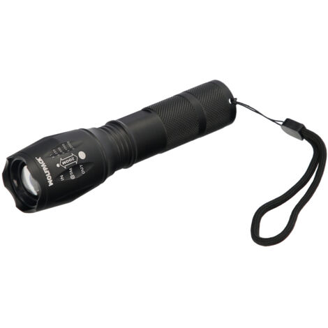 Linterna LED De Mano Aluminio A Pilas (3 AAA) 300 Lumenes 5 Watt. Con Zoom