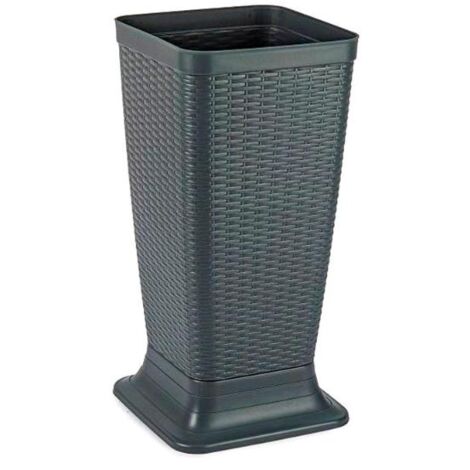 PLASTICFORTE paragüero rattan gris 26x52 cm , Paragüero rattan gris 26x52 cm. -Marca: Plasticforte. -Un paragüero contenedor estándar con exterior tejido de ratán y fabricado de pl