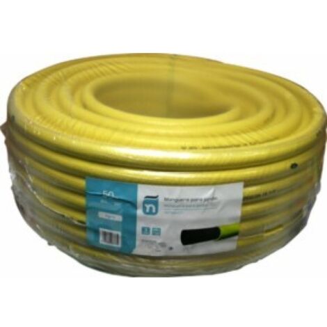 Rollo de 50 metros de manguera 19x25mm 3/4" reforzada amarilla