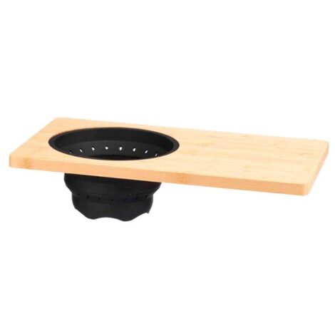 KINVARA tabla corte bambu + escurridor , Tabla para cortar de bambú con escurridor de silicona incorporado. -Marca: Kinvara. -Dimensiones: 46x26x2 cm. -El escurridor es de 20 cm. (1/2)