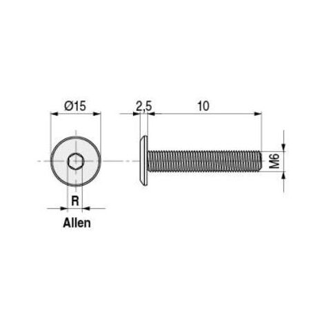 tornillo embellecedor cegas cabeza plana allen m6/m8 níquel. elegir largo. largo 30mm diámetro 8mm