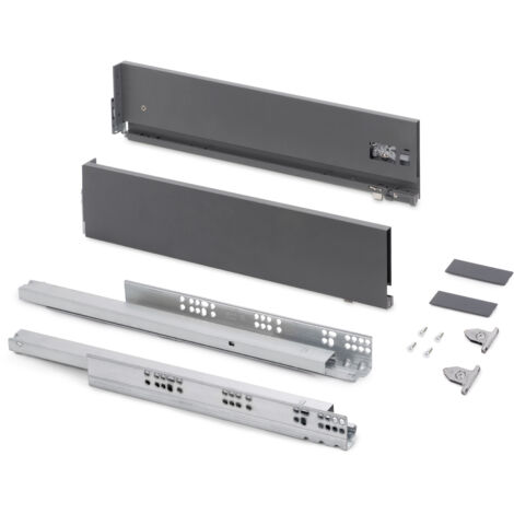 emuca cajón exterior vertex con regulación 3d de altura 131mm, 40kg, espesor de tablero de 18mm, profundidad 350mm, acero, gris antracita