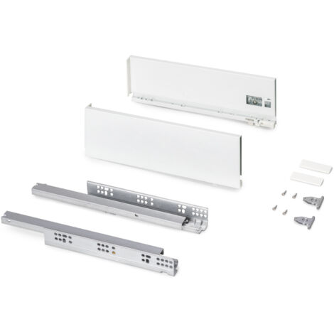 emuca cajón exterior protone 30kg con guías de extracción total y cierre suave, altura 131mm, profundidad 400mm, acero, pintado blanco
