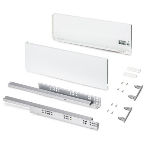 emuca cajón exterior protone 30kg con guías de extracción total y cierre suave, altura 178mm, profundidad 500mm, acero, pintado blanco