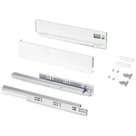 emuca cajón exterior protone 30kg con guías de extracción total y cierre suave, altura 93mm, profundidad 450mm, acero, pintado blanco (1/5)