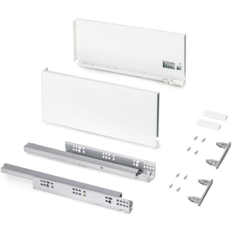 emuca cajón exterior protone 30kg con guías de extracción total y cierre suave, altura 178mm, profundidad 400mm, acero, pintado blanco