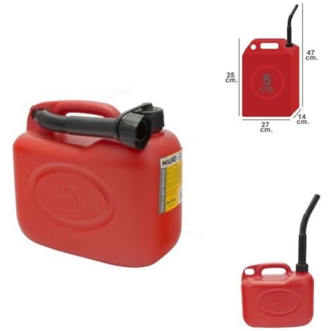 MAURER bidon gasolina    5 litros homologado , Bidon gasolina.- Capacidad: 5 litros.- Homologado.- Realizado en PVC.- Incluye canula para verter el combusti
