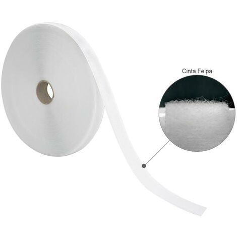 cinta velcro felpa con adhesivo blanco rollo 25 metros
