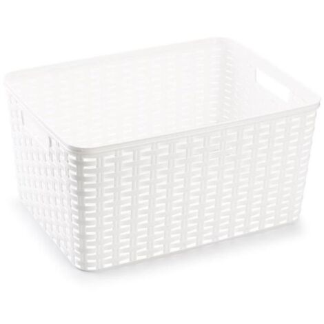 Cesta de almacenamiento organizador Rattan mimbre 18 Litros Blanco