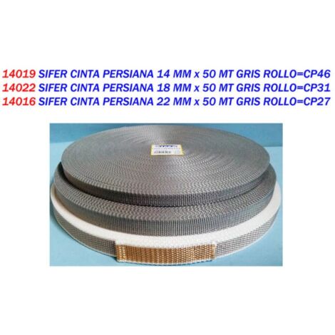 SIFER CINTA PERSIANA 22 MM x 50 MT GRIS BEIGE ROLLO CP27