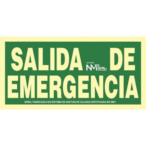 normaluz señal luminiscente salida emergencia 30x15   rd13106