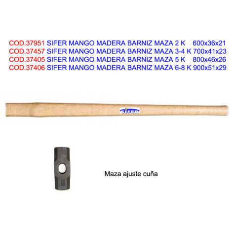 SIFER sifer mango madera barniz maza 3-4 k 700x41x23  + cuña