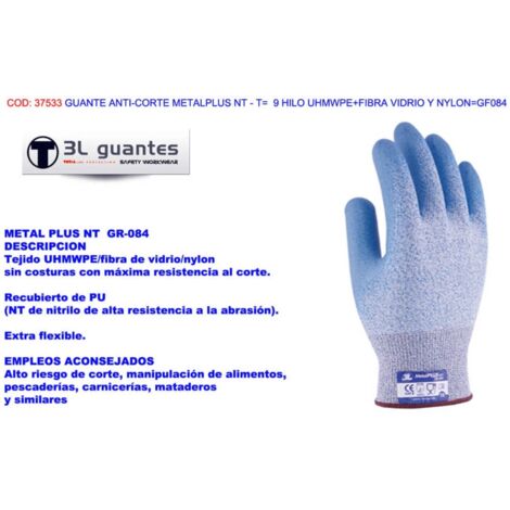 Guante Anticorte Metalplus NT T-9 UHMWPE/Fibra de Vidrio/Nylon GF084