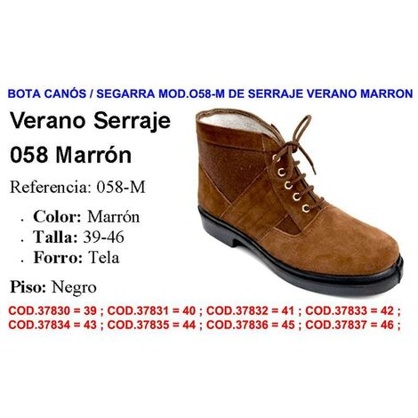 bota canos-segarra mod.058-m de serraje verano marron talla 45