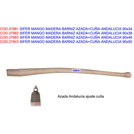 SIFER MANGO MADERA CURVO BARNIZ AZADA Y CUÑA ANDALUCÍA 90x34