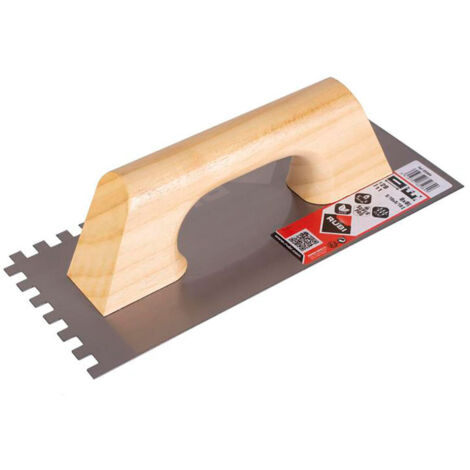 FPLUS rubi peine 28 cm.(8x8) , Las llanas y peines con mango de madera cerrado, tienen una lámina de acero especial de alta resistencia al desgaste con protección contra la corrosi