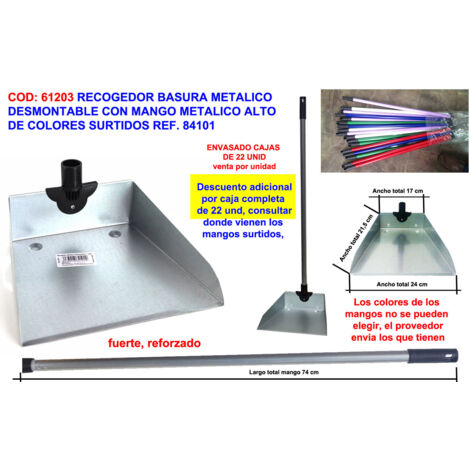 Recogedor de basura metálico desmontable con mango metálico forrado 84101