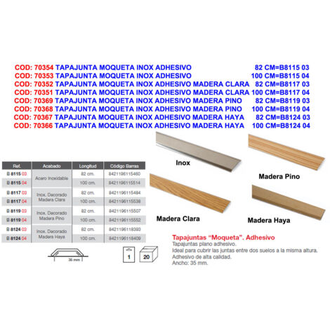 Tapajuntas de Inox para Moqueta Adherente Madera Haya 100 CMB8124 04