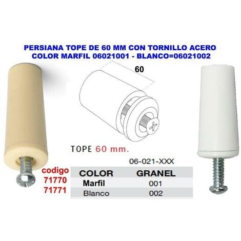 Tope Persiana Con Tornillo 60 mm. Blanco