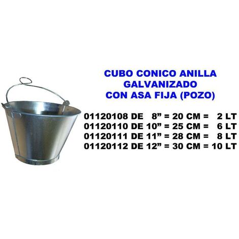 cubo conico galvan. con anilla pozo 10  25 cm   6 lt 01120110