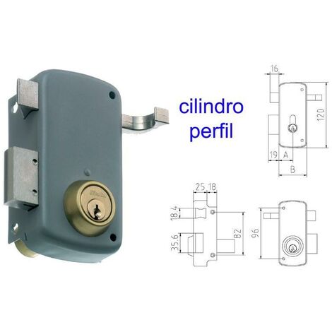 mcm cerradura sobreponer 2556ap-  60-dcha pintada cilindro perfi
