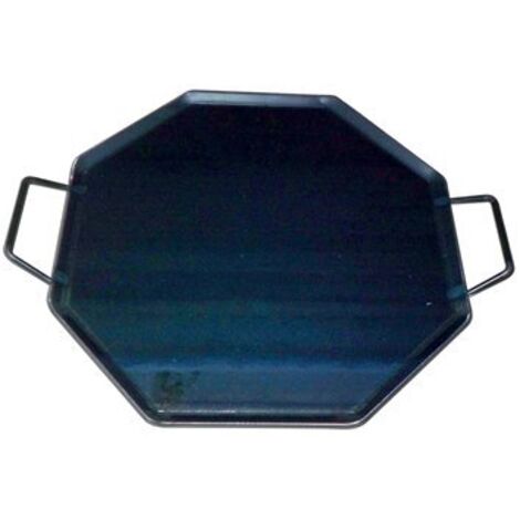 Plancha de asar octogonal de acero de 4mm de grosor 40x40cm con asas fabricada en metal color negro