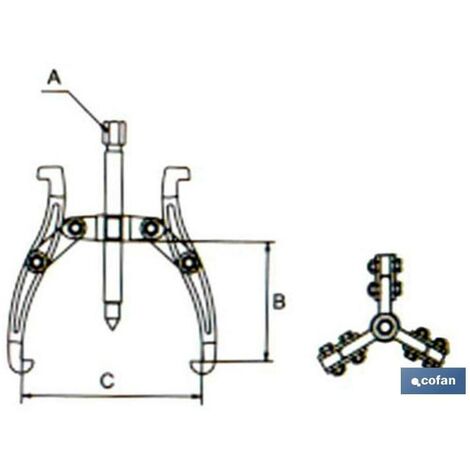 COFAN extractor 3 garras articuladas 3 15-80 , Extractor de rodamientos de 3 garras articuladas y reversibles. Mandíbula reversible para extracción por fuera y por dentro. Acero de