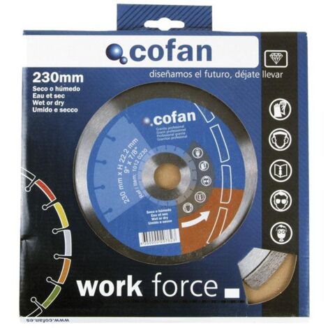 COFAN disco diamante modelo cantero h-12mm d-300mm. , Discos de diamante segmentado Mod. Cantero granito profesional. Uso para materiales muy abrasivos y duros. Excelente corte en