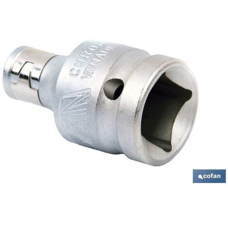 COFAN adaptador 1/2 para puntas 1/4 , Adaptador de carraca para puntas. Fabricado en acero endurecido al cromo vanadio con un recubrimiento de alta calidad que protege de manera óp