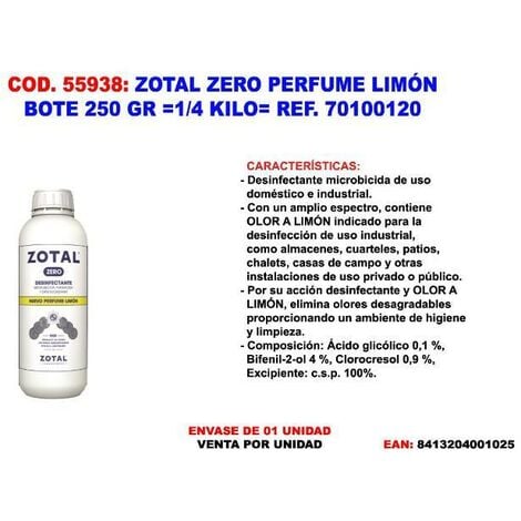 MIBRICOTIENDA zotal zero perfume limon bote 250 gr 1-4 kilo 70100120