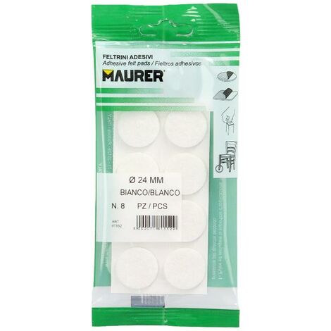 Fieltro Adhesivo Ø 24 mm. (Blister 8 Piezas) Blanco