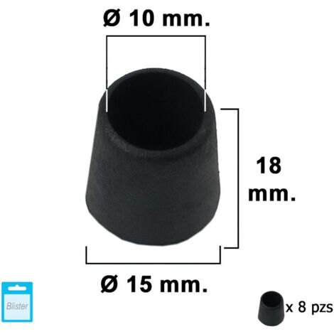 MAURER contera cónica negra 10mm. blister 8 piezas. , Contera cónica.- Diámetro: 10mm- Contera exterior realizada en plástico.- Color negro.- Blister 8 unid