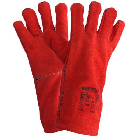 WOLFPACK LINEA PROFESIONAL guantes soldar denso rojo largo (par)
