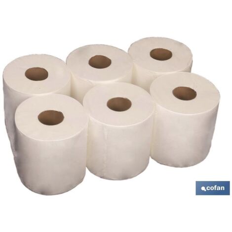 COFAN papel secamanos reciclado azul 90mts (6rollos) , Papel secamanos reciclado azul que garantiza una resistencia y capacidad de absorción fiable. Seca, absorbe y limpia las supe