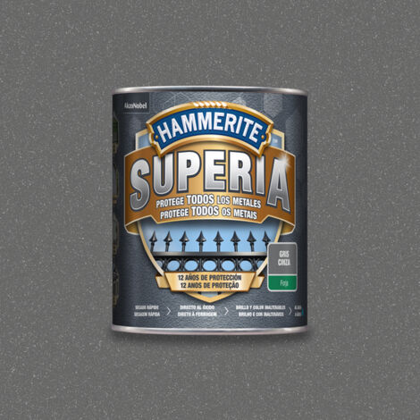 HAMMERITE superia forja gris 0.750 lata , Hammerite Superia forja gris 0.750 L Nueva generación en esmalte antioxidante al agua Aplicado directo al óxido sin necesidad de i