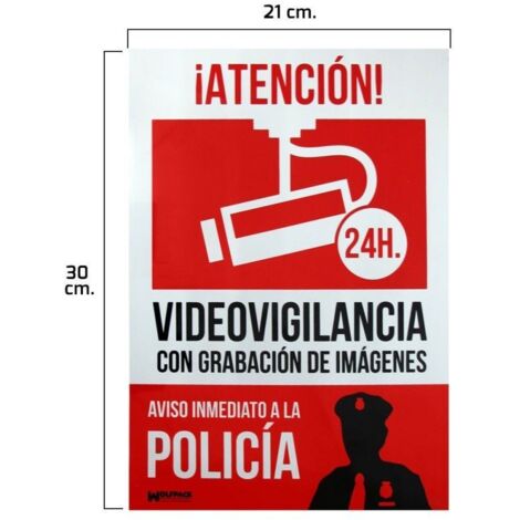 WOLFPACK LINEA PROFESIONAL cartel alarma conectada aviso a policia 30x21