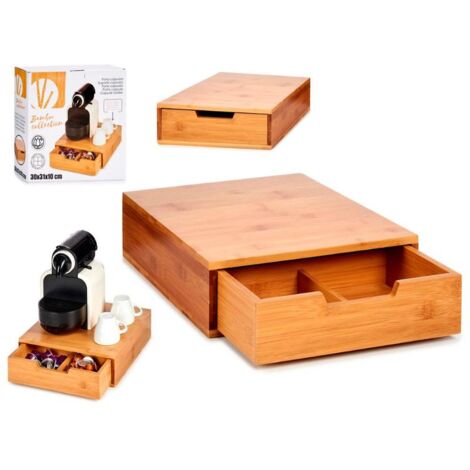 SOPORTE CAFETERA CON CAJON BAMBU