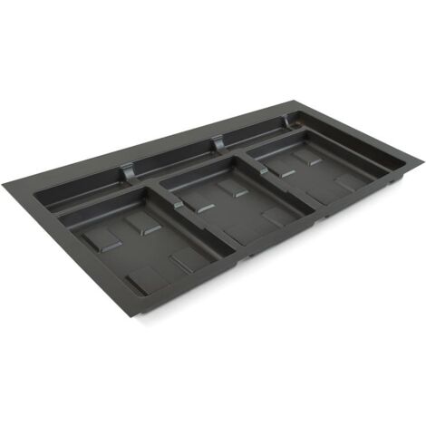 emuca base para contenedores de cajón cocina recycle, 3 huecos, módulo 900mm, plástico gris antracita