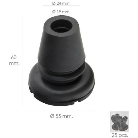 taco goma baston negro tubo ø 19 mm. / base ø 55 mm. tipo fuelle bolsa 25 unidades